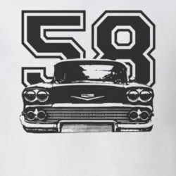 1958 CHEVY BISCAYNE Faded Look Grill View With Year Black Graphic Ligh