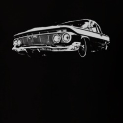 1961 CHEVY BISCAYNE Faded Look Grill View White Graphic Dark T Shirt