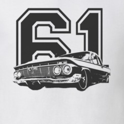 1961 CHEVY BISCAYNE Faded Look Grill View With Year Black Graphic Ligh