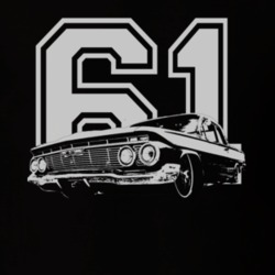1961 CHEVY BISCAYNE Faded Look Grill View With Year White Graphic Dark