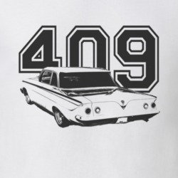 1961 CHEVY BISCAYNE Faded Look Rear View With Engine Size Black Graphi