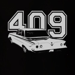 1961 CHEVY BISCAYNE Faded Look Rear View With Engine Size White Graphi