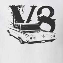 1961 CHEVY BISCAYNE Faded Look Rear View With V8 Black Graphic Light T