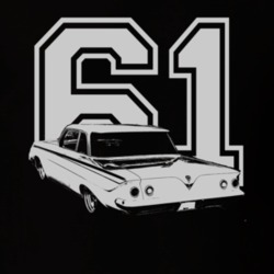 1961 CHEVY BISCAYNE Faded Look Rear View With Year White Graphic Dark 