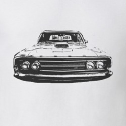 1969  TORINO GT Grill View Faded Look Black Graphic Light T Shirt