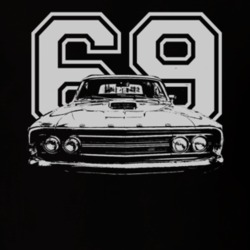 1969  TORINO GT Grill View With Year Faded Look White Graphic Dark T S