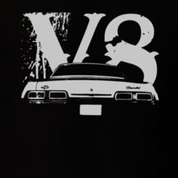 1967 CHEVY BISCAYNE Faded Look Rear View With V8 White Graphic Dark T 