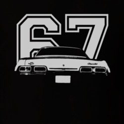 1967 CHEVY BISCAYNE Faded Look Rear View With Year White Graphic Dark 
