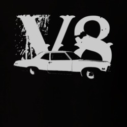 1967 CHEVY BISCAYNE Faded Look Side View With V8 White Graphic Dark T 