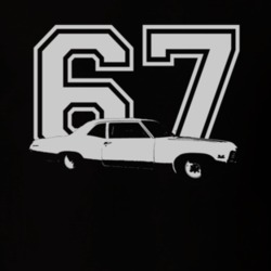 1967 CHEVY BISCAYNE Faded Look Side View With Year White Graphic Dark 