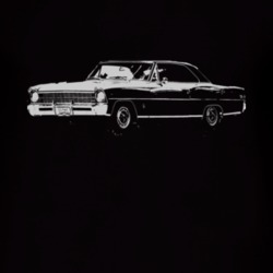 1967 CHEVY NOVA Faded Look Side View White Graphic Dark T Shirt
