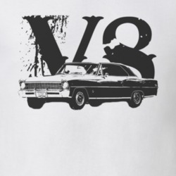 1967 CHEVY NOVA Faded Look Side View With V8 Black Graphic Light T Shi