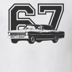 1967 CHEVY NOVA Faded Look Side View With Year Black Graphic Light T S