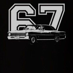 1967 CHEVY NOVA Faded Look Side View With Year White Graphic Dark T Sh