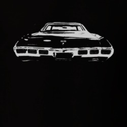 1969 CHEVY IMPALA SS Faded Look Rear View White Graphic Dark T Shirt