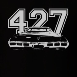 1969 CHEVY IMPALA SS Faded Look Rear View With Engine Size White Graph