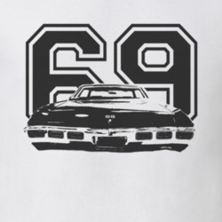 1969 CHEVY IMPALA SS Faded Look Rear View With Year Black Graphic Ligh