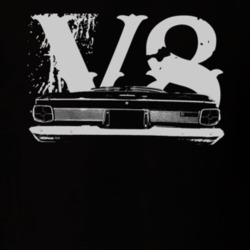 1963 Plymouth Fury Faded Look Rear View With V8 White Graphic Dark T S