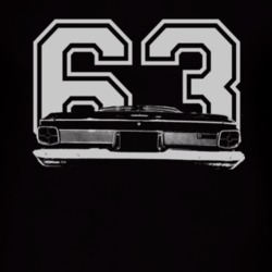 1963 Plymouth Fury Faded Look Rear View With Year White Graphic Dark T