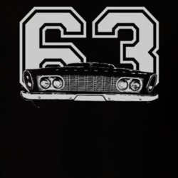 1963 Plymouth Fury Faded Look Grill View With Year White Graphic Dark 