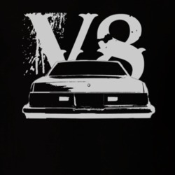 1978 Chevy Malibu Faded Look Rear View White Graphic With V8 Dark T Sh