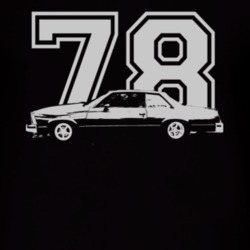 1978 Chevy Malibu Faded Look Side View White Graphic With Year Dark T 