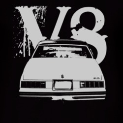 1978 Chevy Monte Carlo Faded Look Rear View White Graphic With V8 Dark