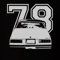 1978 Chevy Monte Carlo Faded Look Rear View White Graphic With Year Da