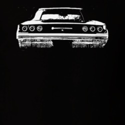 1965 Chevy Impala Rear View Faded Look Dark T Shirt