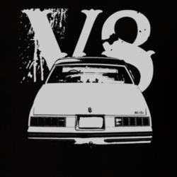 1978 Chevy Monte Carlo Faded Look Rear View White Graphic With V8 Dark