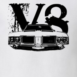 1971 OLDSMOBILE 442 Grill View  Black Graphic With V8 Light T Shirt