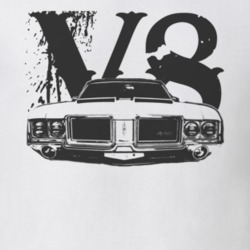 1971 OLDSMOBILE 442 Grill View  Faded Look Black Graphic With V8 T Shi