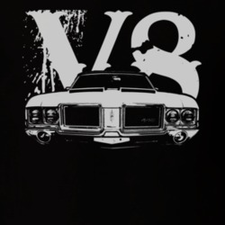 1971 OLDSMOBILE 442 Grill View  Faded Look White Graphic With V8 T Shi