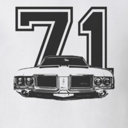 1971 OLDSMOBILE 442 Grill View Faded Look Black Graphic With Year Ligh