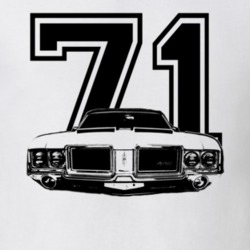 1971 OLDSMOBILE 442 Grill View Black Graphic With Year Light T Shirt