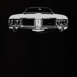 1971 OLDSMOBILE 442 Grill View Faded Look White Graphic Dark T Shirt