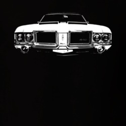 1971 OLDSMOBILE 442 Grill View White Graphic Dark T Shirt