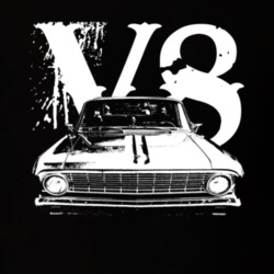 1964  FALCON Grill View White Graphic With V8 Dark T Shirt