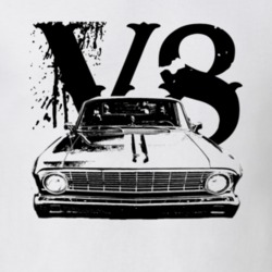 1964  FALCON Grill View Black Graphic With V8 Dark T Shirt