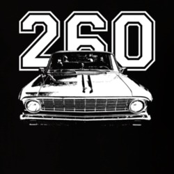 1964  FALCON Grill View White Graphic With Engine Size Dark T Shirt