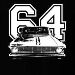 1964  FALCON Grill View White Graphic With Year Dark T Shirt