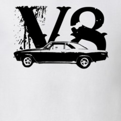 1967 CHEVY CHEVELLE Side View Black Graphic With V8 Light T Shirt