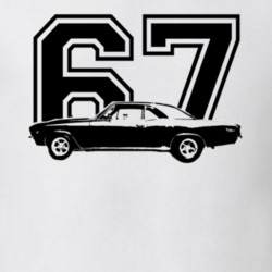 1967 CHEVY CHEVELLE Side View Black Graphic With Year Light T Shirt