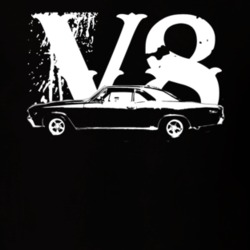 1967 CHEVY CHEVELLE Side View White Graphic With V8 Dark T Shirt