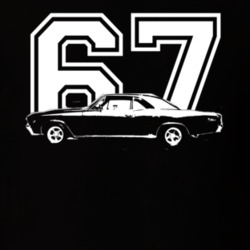 1967 CHEVY CHEVELLE Side View White Graphic With Year Dark T Shirt