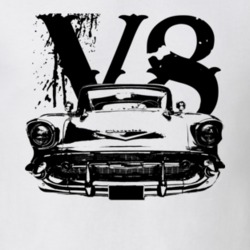 1957 Chevy Bel Air Grill View Black Graphic With V8 Light T Shirt