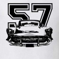 1957 Chevy Bel Air Grill View Black Graphic With Year Light T Shirt