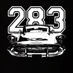 1957 Chevy Bel Air Grill View White Graphic With Engine Size Dark T Sh