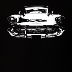 1957 Chevy Bel Air Grill View White Graphic Dark T Shirt
