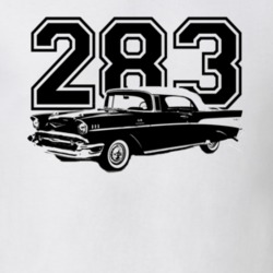 1957 Chevy Bel Air Side View Black Graphic With Engine Size Light T Sh
